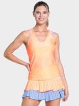 Lucky in Love Wms Shimmer V-Neck Orange S