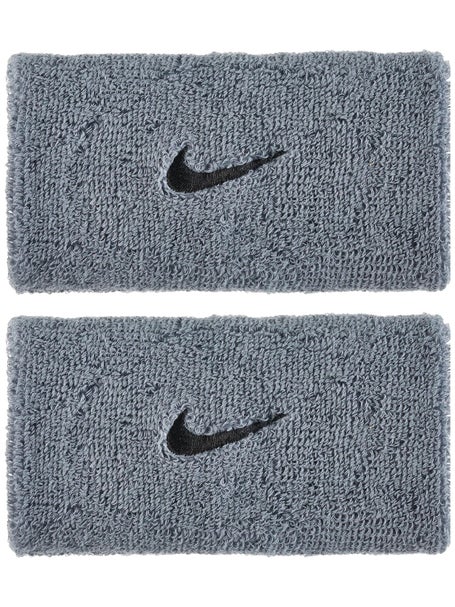 Nike Swoosh Doublewide Wristbands 2Pk Grey/Black